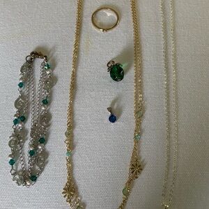 Costume Jewelry Gold, silver, green, aqua Jewelry collection